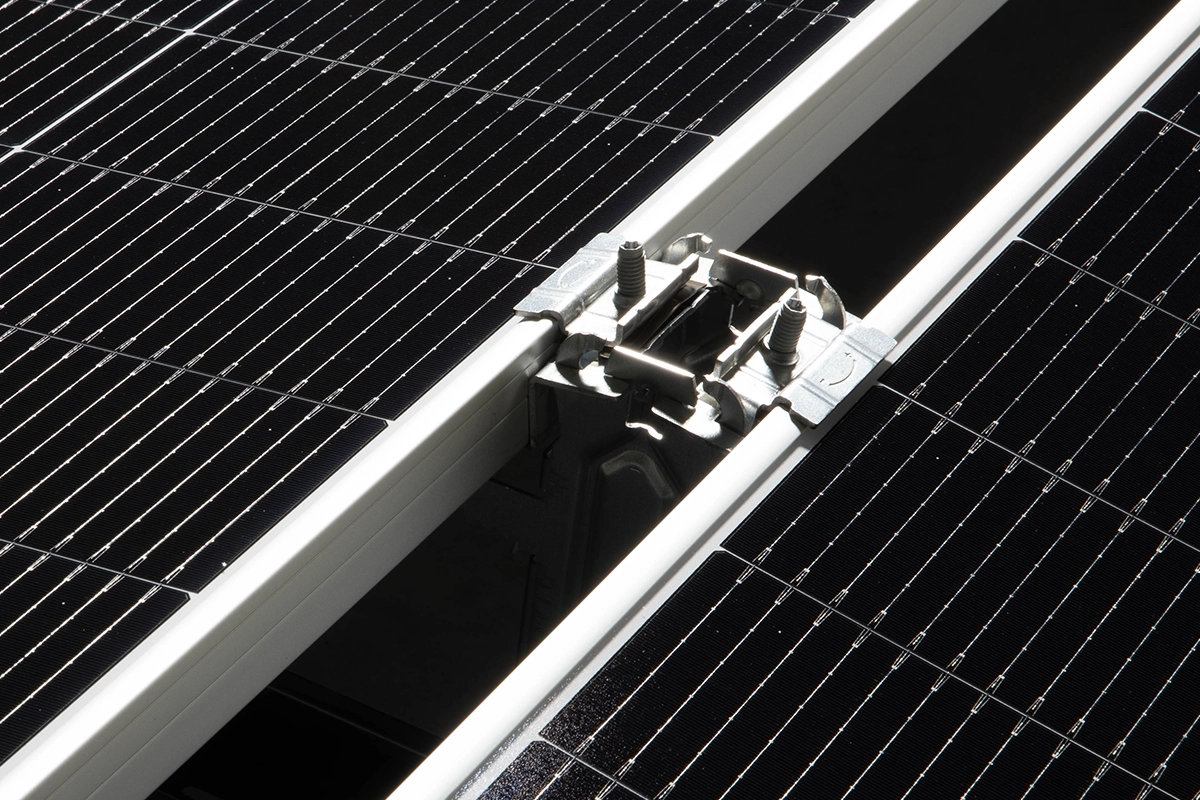 Close-up of mounted panels